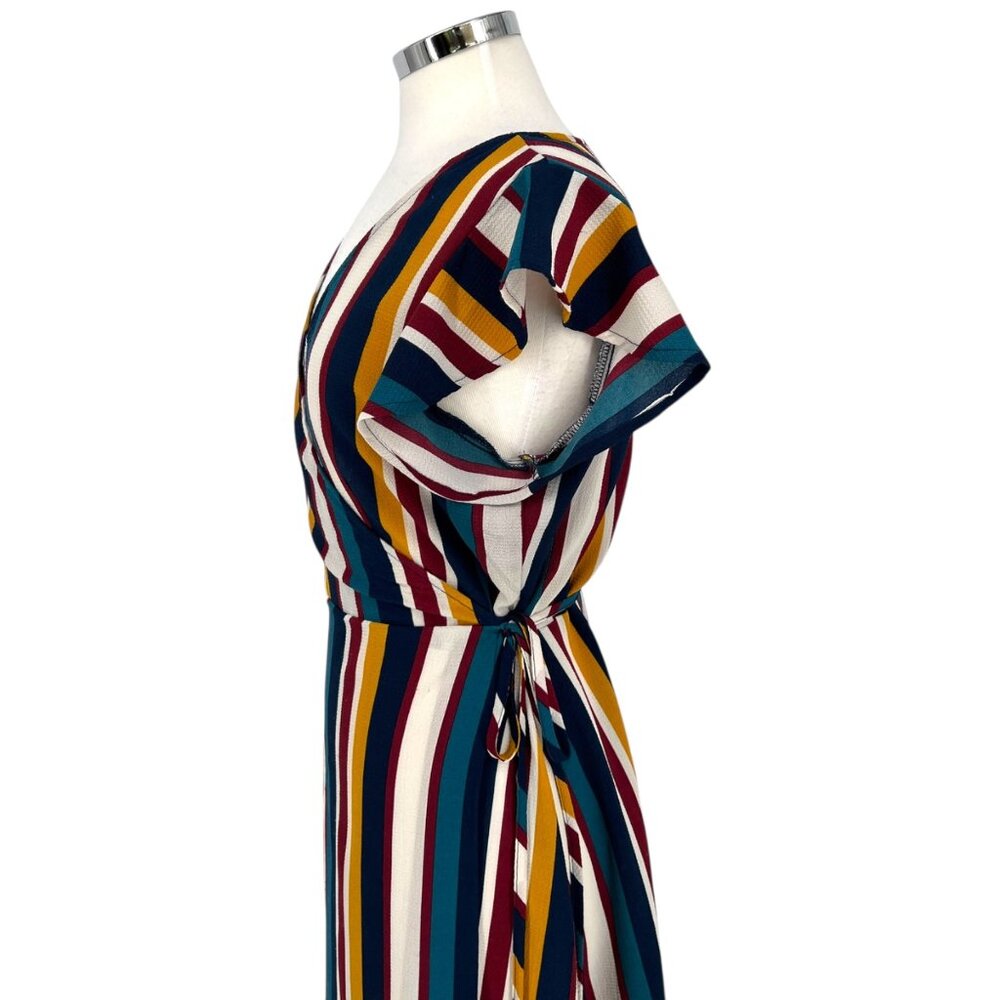 Superfoxx Striped Wrap Flutter Sleeve Midi Dress … - image 4